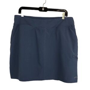 Orvis Skirt Shorts Womens Large Blue Stretch Pockets Skort Hiking Outdoors